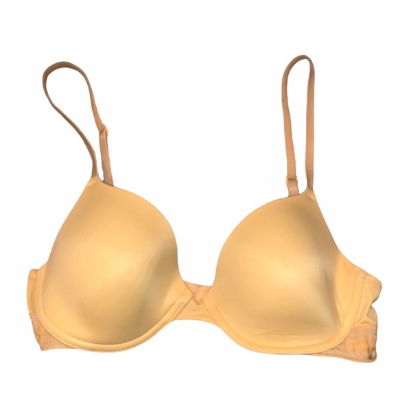 Pink Victoria Secret Mustard Yellow Wire Bra SZ34C - Picture 1 of 9